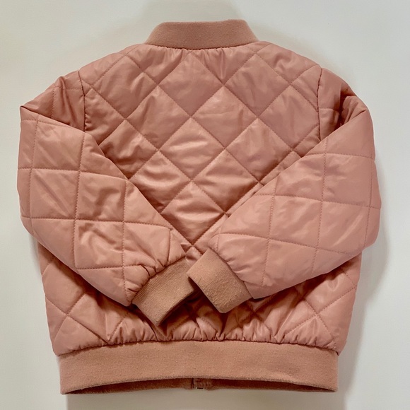 H&M 3-4y Toddler Girl Blush Quilted Bomber Jacket - Picture 2 of 3